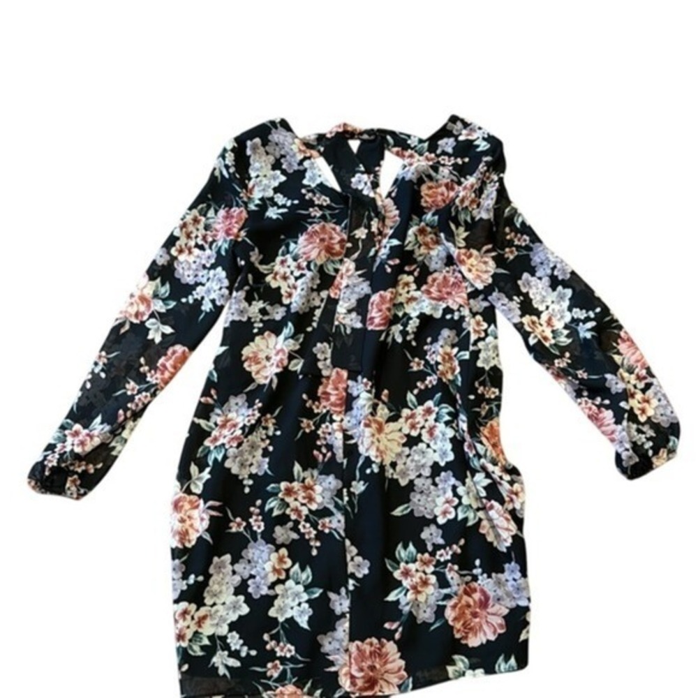INC International Concepts Size XS Dress Black Floral‎ Longsleeves - Picture 3 of 5